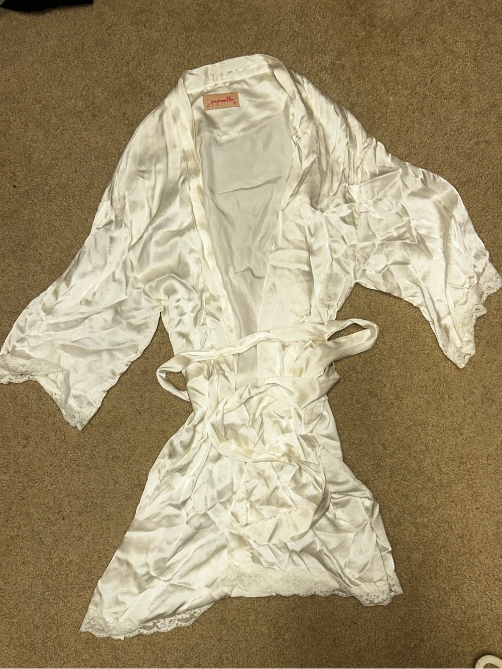 Silk White Lace-Trim Robe — papinelle